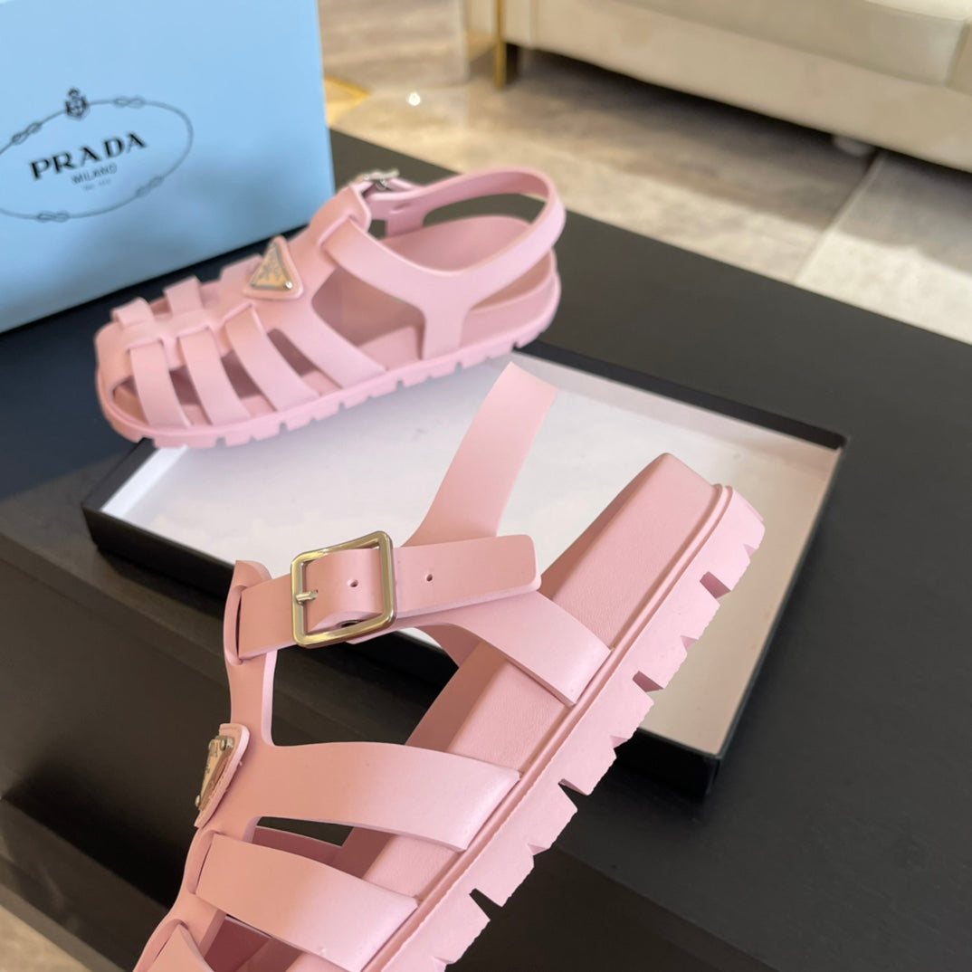 PRA RUBBER FISHERMAN SANDALS LIGHT PINK CALFSKIN
