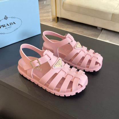 PRA RUBBER FISHERMAN SANDALS LIGHT PINK CALFSKIN