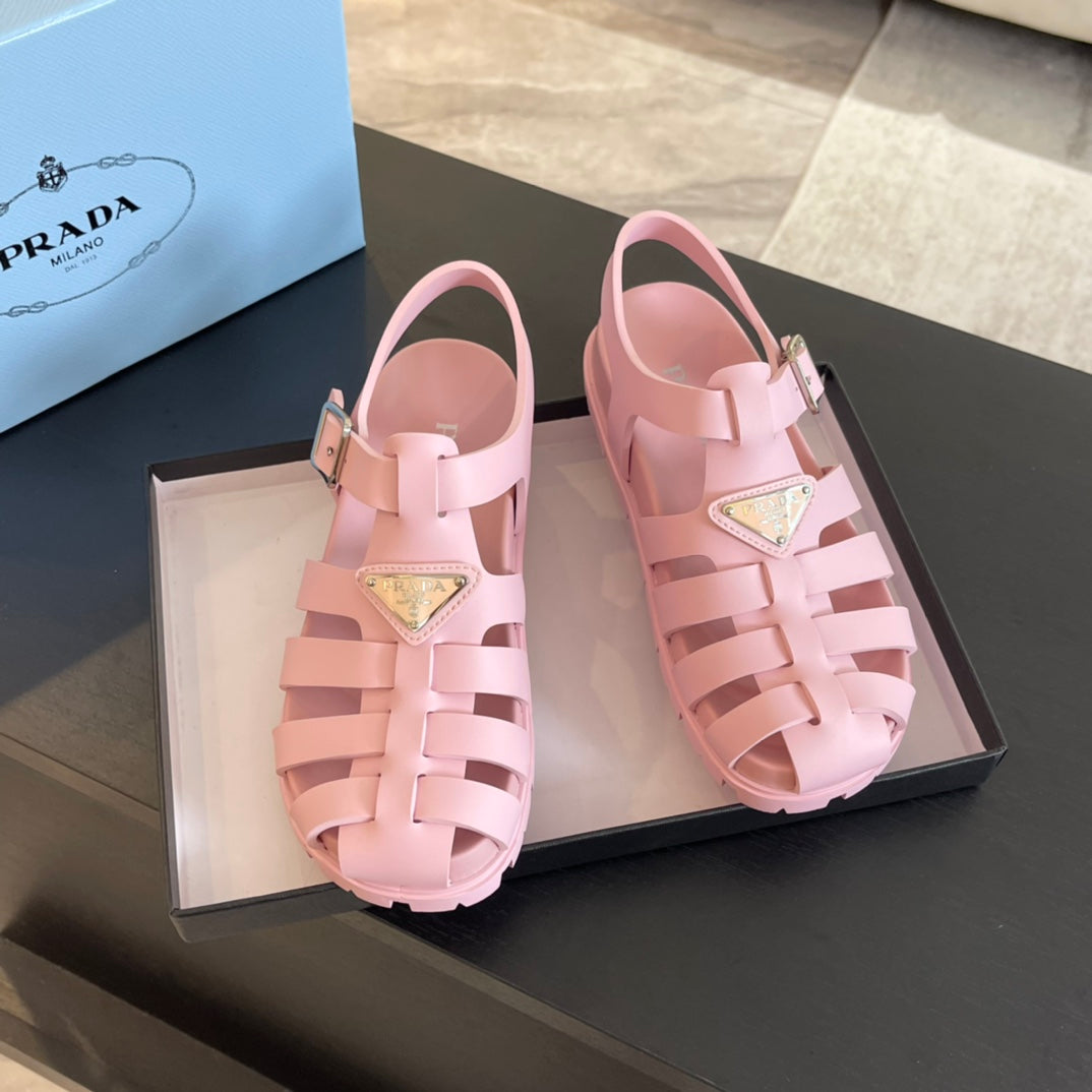 PRA RUBBER FISHERMAN SANDALS LIGHT PINK CALFSKIN
