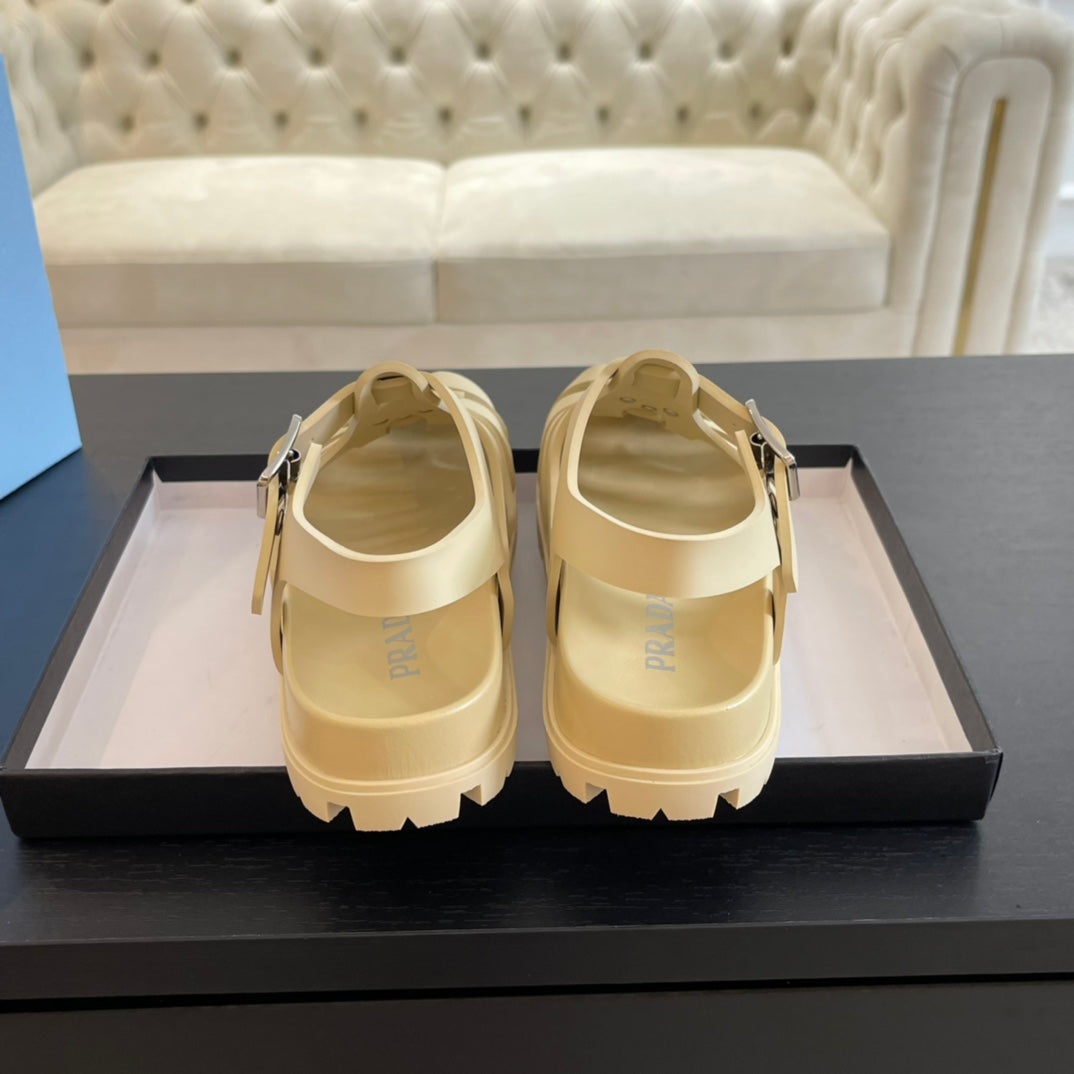 PRA RUBBER FISHERMAN SANDALS BEIGE CALFSKIN