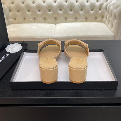 MID-HEEL 5 CM MULE IN TUSCAN BEIGE LAMBSKIN