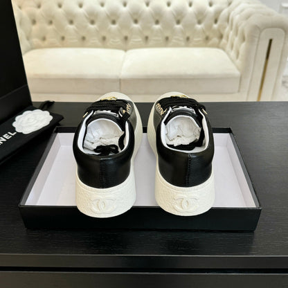 BIG-HEAD COOKIE SHOES IN BLACK MIX WHITE LAMBSKIN