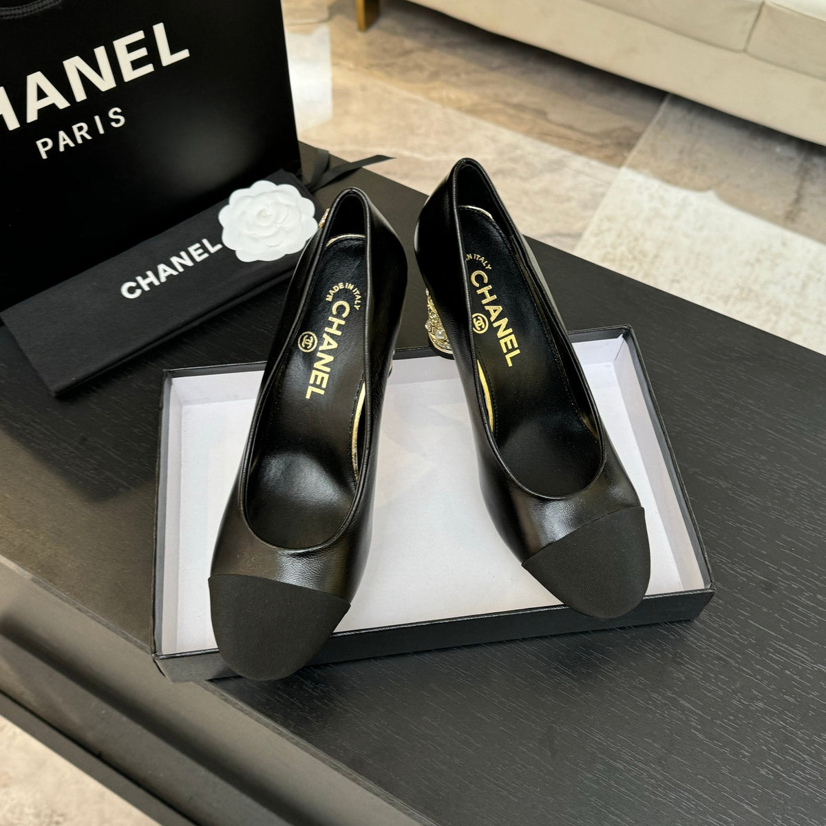 HIGH HEEL 85 MM SANDALS IN BLACK CALFSKIN AND FABRIC
