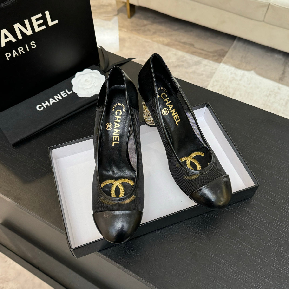 HIGH HEEL 85 MM SANDALS IN BLACK CALFSKIN AND MESH