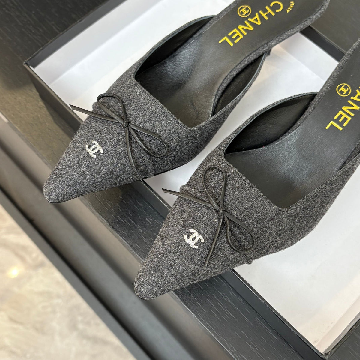 HIGH HEEL MULE 65 MM IN MOUSE GRAY FELT COTH