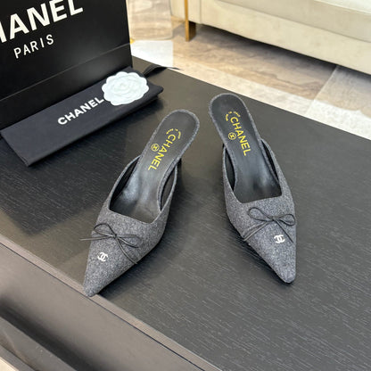 HIGH HEEL MULE 65 MM IN MOUSE GRAY FELT COTH