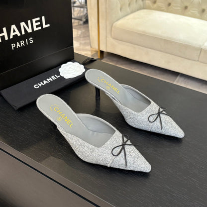 HIGH HEEL MULE 65 MM IN DOVE GRAY FELT COTH