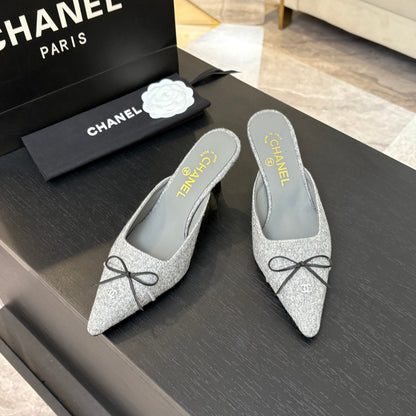 HIGH HEEL MULE 65 MM IN DOVE GRAY FELT COTH