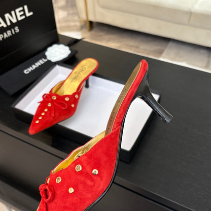 HIGH HEEL MULE 65 MM IN CANDY RED SUEDE