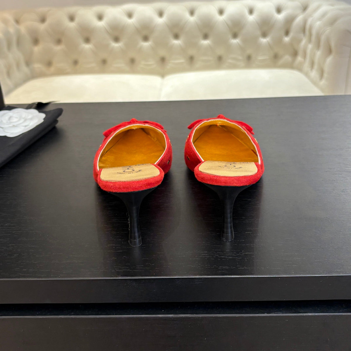 HIGH HEEL MULE 65 MM IN CANDY RED SUEDE