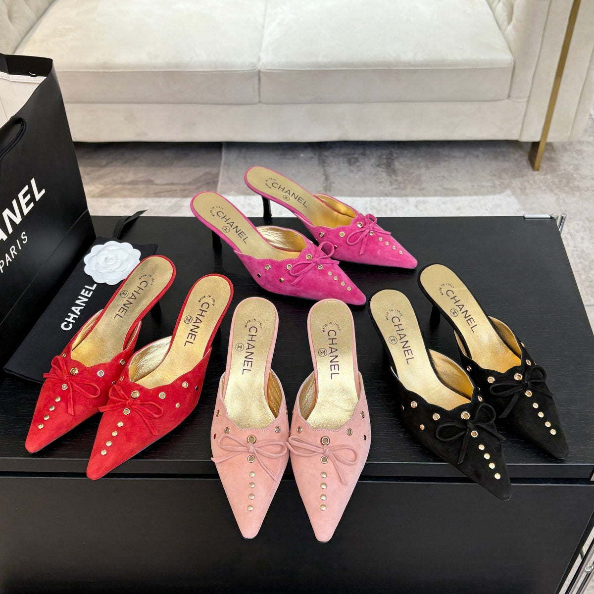 HIGH HEEL MULE 65 MM IN CANDY RED SUEDE