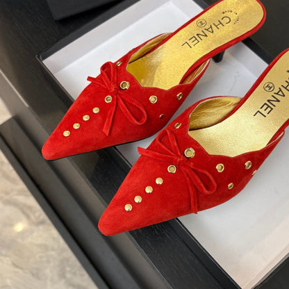 HIGH HEEL MULE 65 MM IN CANDY RED SUEDE