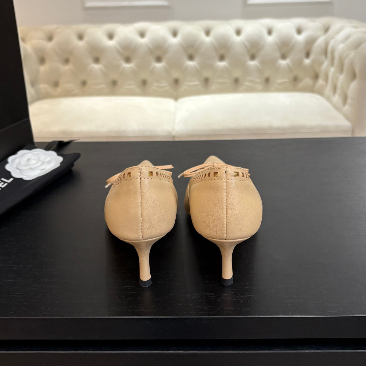 HIGH HEEL PUMP 65 MM IN FLAX YELLOW LAMBSKIN