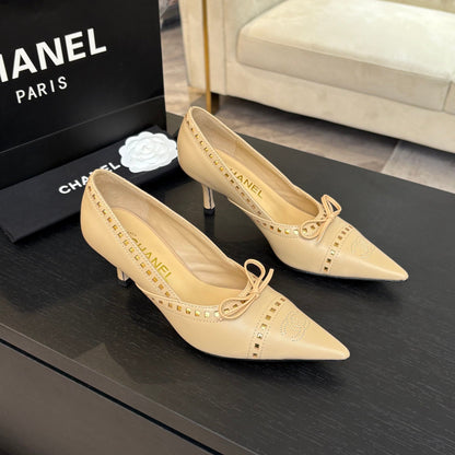 HIGH HEEL PUMP 65 MM IN FLAX YELLOW LAMBSKIN