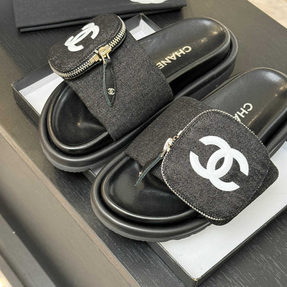 SLIDE IN BLACK DENIM FABRIC 45 MM