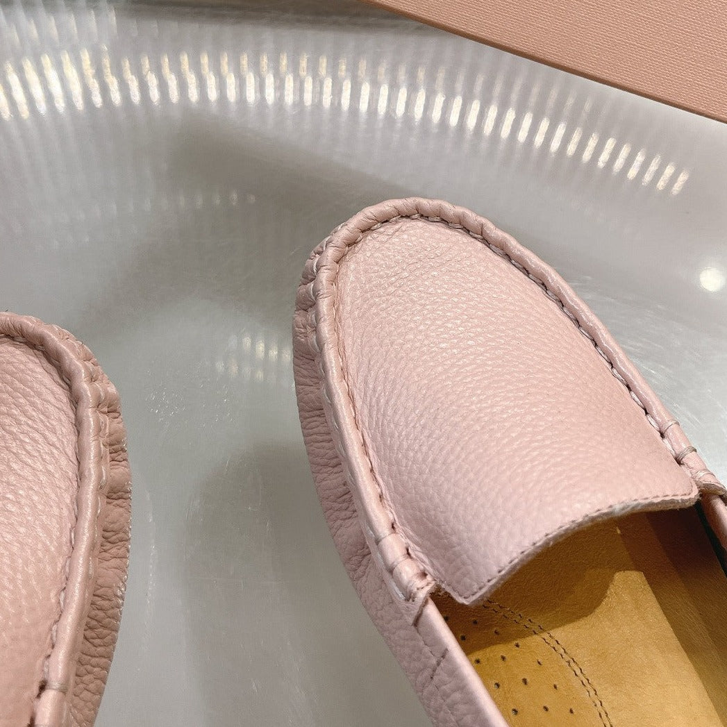 SLIP-ON HAND-SEWN SHOES LIGHT PINK COWHIDE