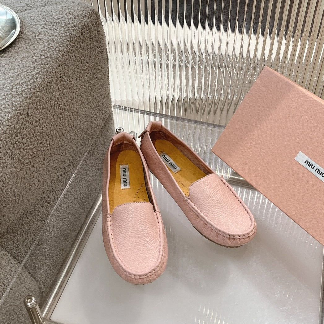 SLIP-ON HAND-SEWN SHOES LIGHT PINK COWHIDE