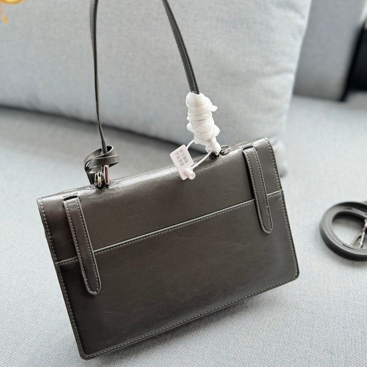 GALLERIA SHOULDER BAG 27 IN CHARCOAL GREY CALFSKIN