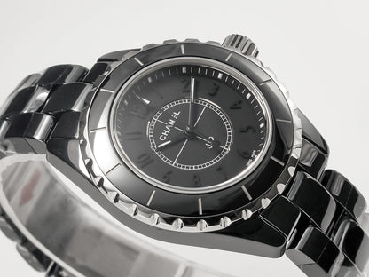 J12 Quartz Black Ceramic Black Numerals Black Dial