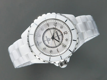 J12 Automatic White Ceramic Black Diamond Numerals Mop Dial