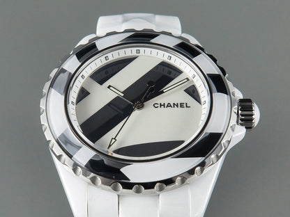 J12 38mm Automatic Limited Untitled H5582 White Ceramic Black White Dial