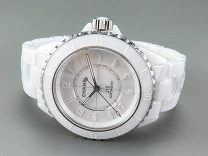 J12 Automatic White Ceramic White Numerals Black White Hands White Dial