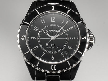 J12 Date Automatic Black Ceramic White Numerals Black Dial Black Steel Hands