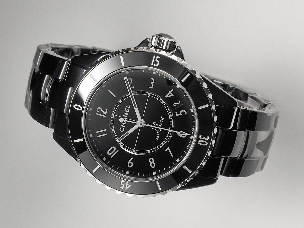 J12 Date Automatic Black Ceramic White Numerals Black Dial Black Steel Hands
