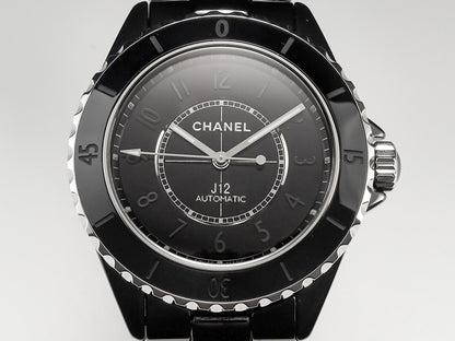J12 Automatic Black Ceramic Black Numerals Black Dial White Steel Hands