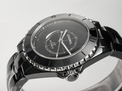 J12 Automatic Black Ceramic Black Numerals Black Dial White Steel Hands