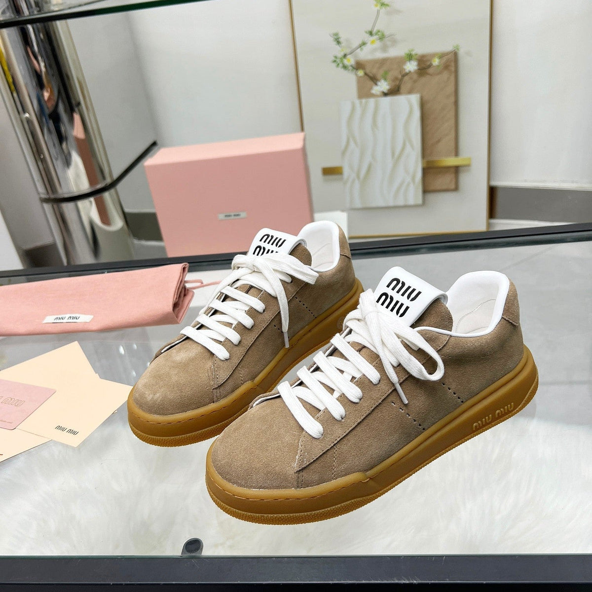 ECRU SNEAKERS IN BROWN BLEACHED SUEDE