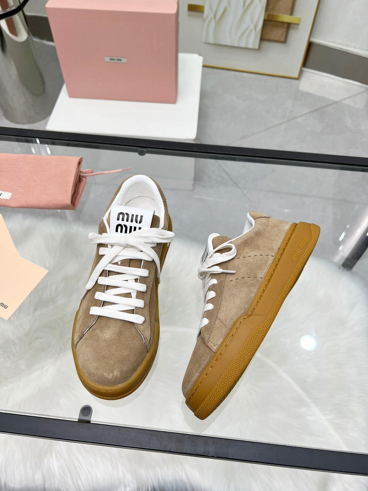 ECRU SNEAKERS IN BROWN BLEACHED SUEDE