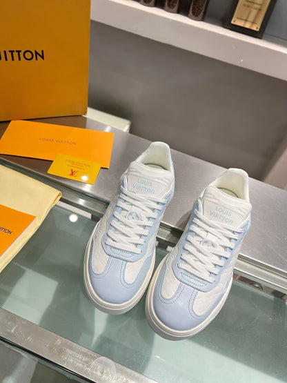 LV WOMEN GROOVY PLATFORM IN WHITE MIX LIGHT BLUE EMBOSSED CALFSKIN