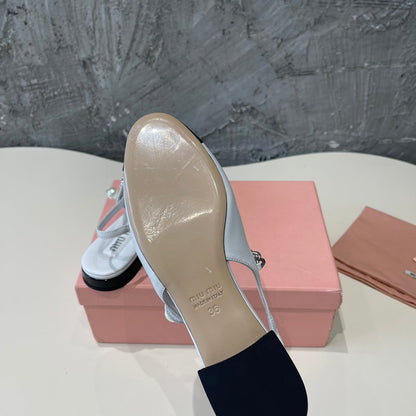 SMALL SQUARE HEAD MARY JANE SANDAL WHITE CALFSKIN
