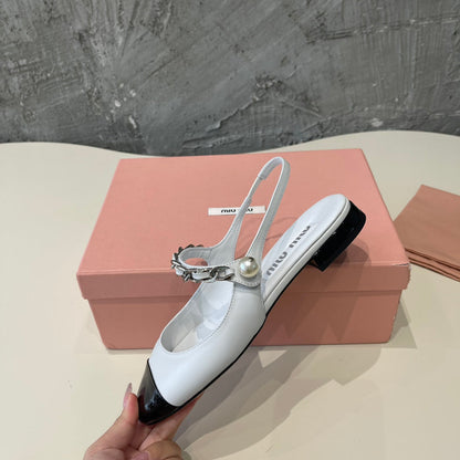 SMALL SQUARE HEAD MARY JANE SANDAL WHITE CALFSKIN