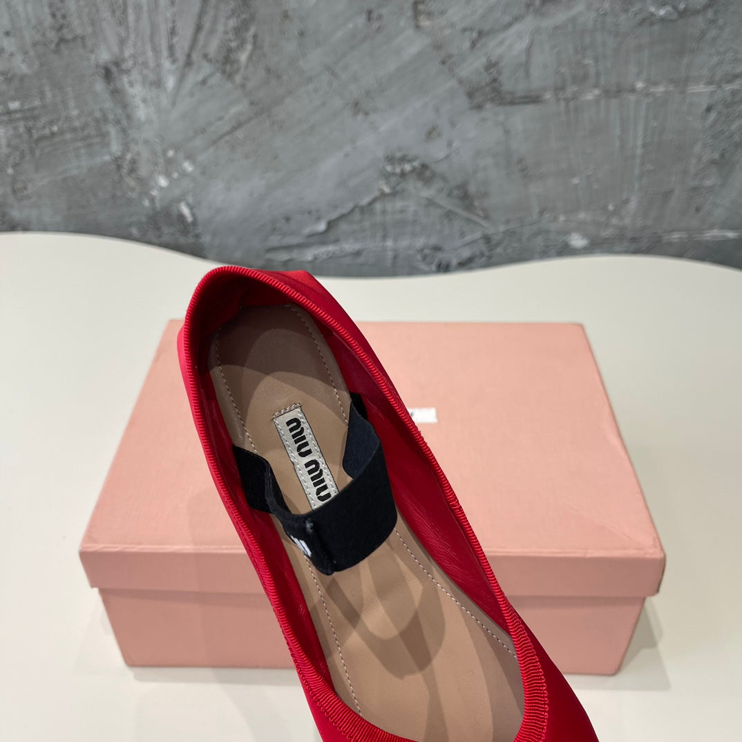 BALLET FLAT SHOES CRIMSON COLOR GLOSSY SHEEPSKIN