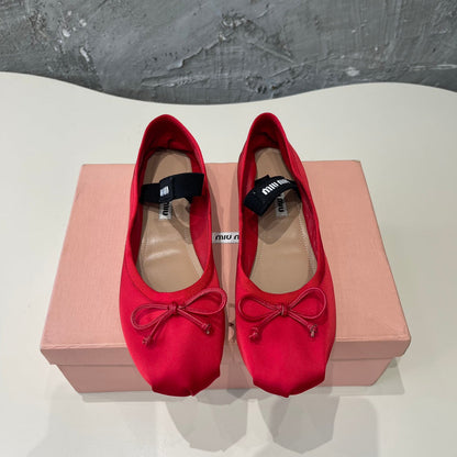 BALLET FLAT SHOES CRIMSON COLOR GLOSSY SHEEPSKIN