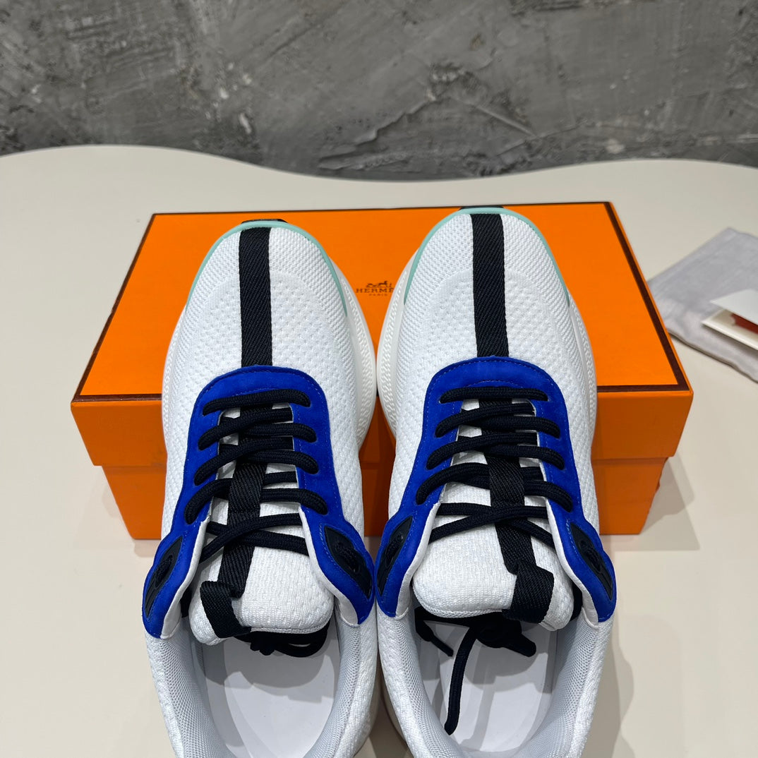 HEROS SNEAKERS WHITE MIX COBALT GOATSKIN