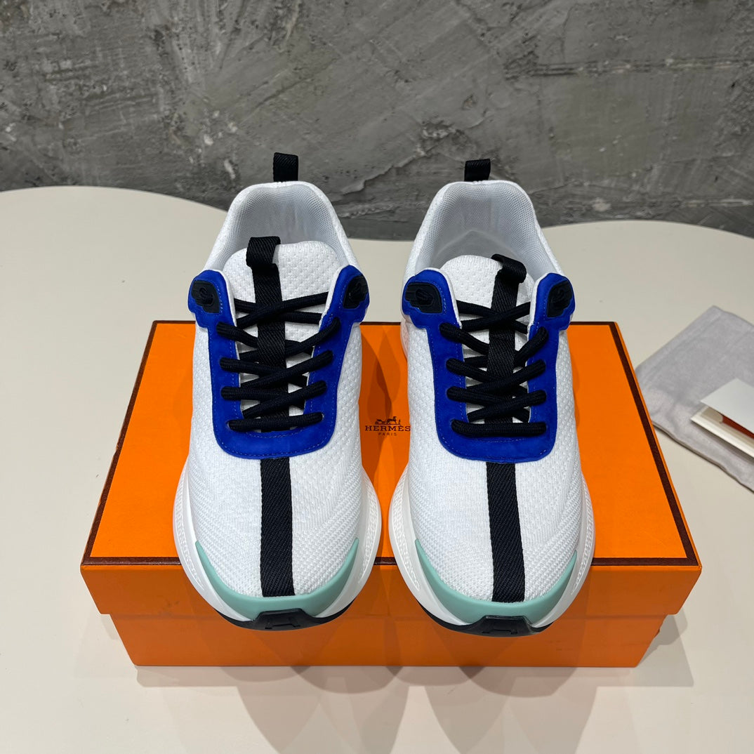 HEROS SNEAKERS WHITE MIX COBALT GOATSKIN