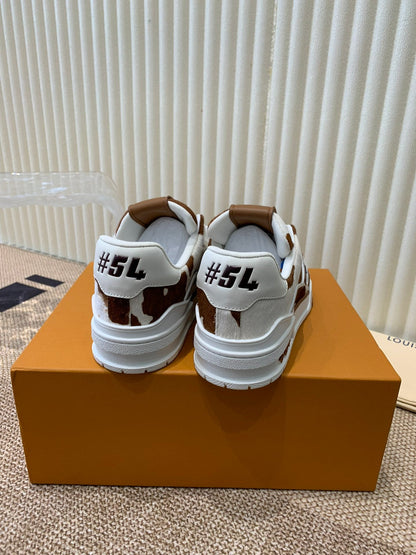 LV TRAINER SNEAKER PONY BROWN MIX WHITE