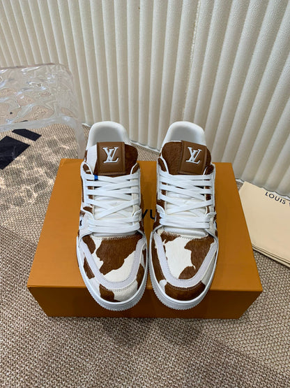 LV TRAINER SNEAKER PONY BROWN MIX WHITE