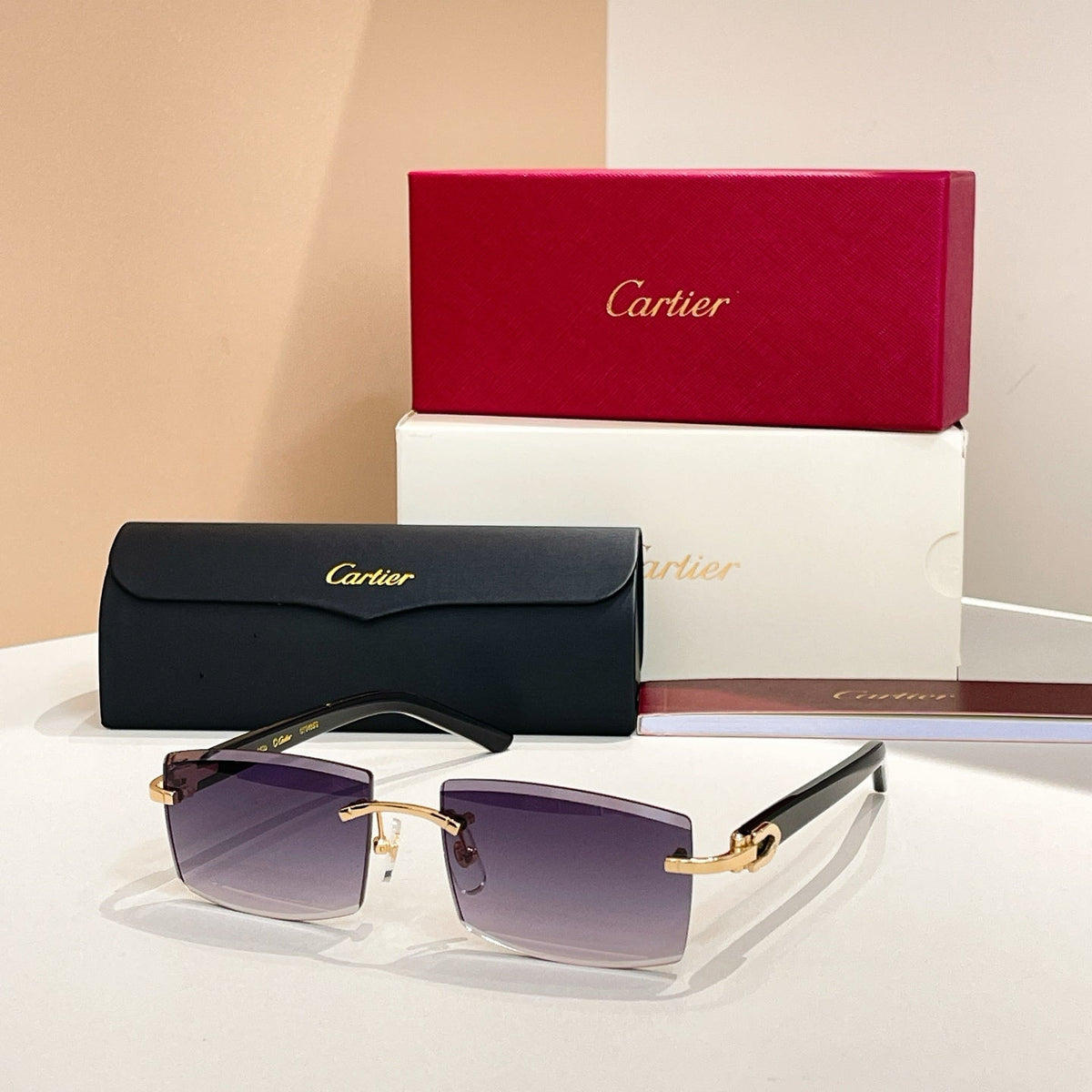 C DE RIMLESS RECTANGULAR FRAME SUNGLASSES  571828 IN METAL