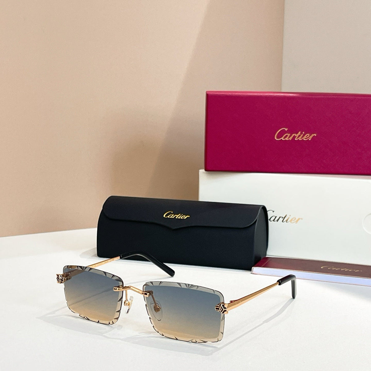 C DE RIMLESS RECTANGULAR FRAME SUNGLASSES 578359 IN METAL
