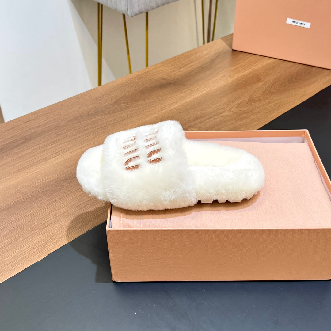 FUR SLIPPER WHITE