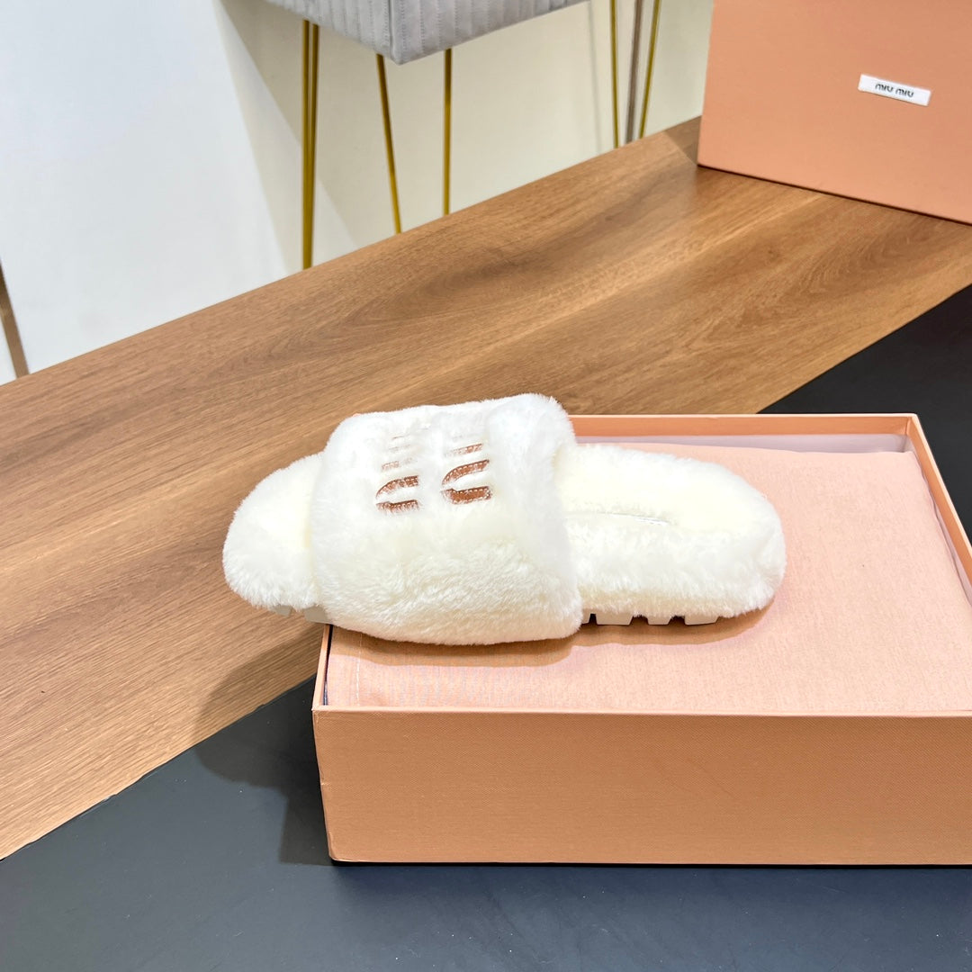 FUR SLIPPER WHITE