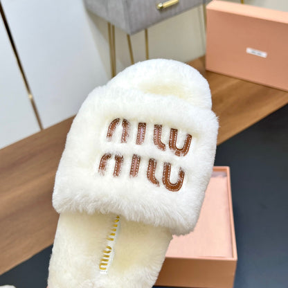 FUR SLIPPER WHITE