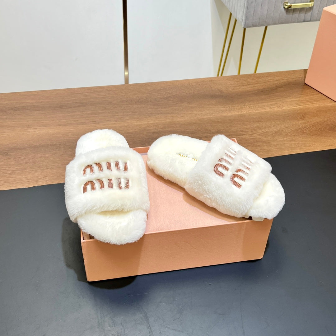 FUR SLIPPER WHITE