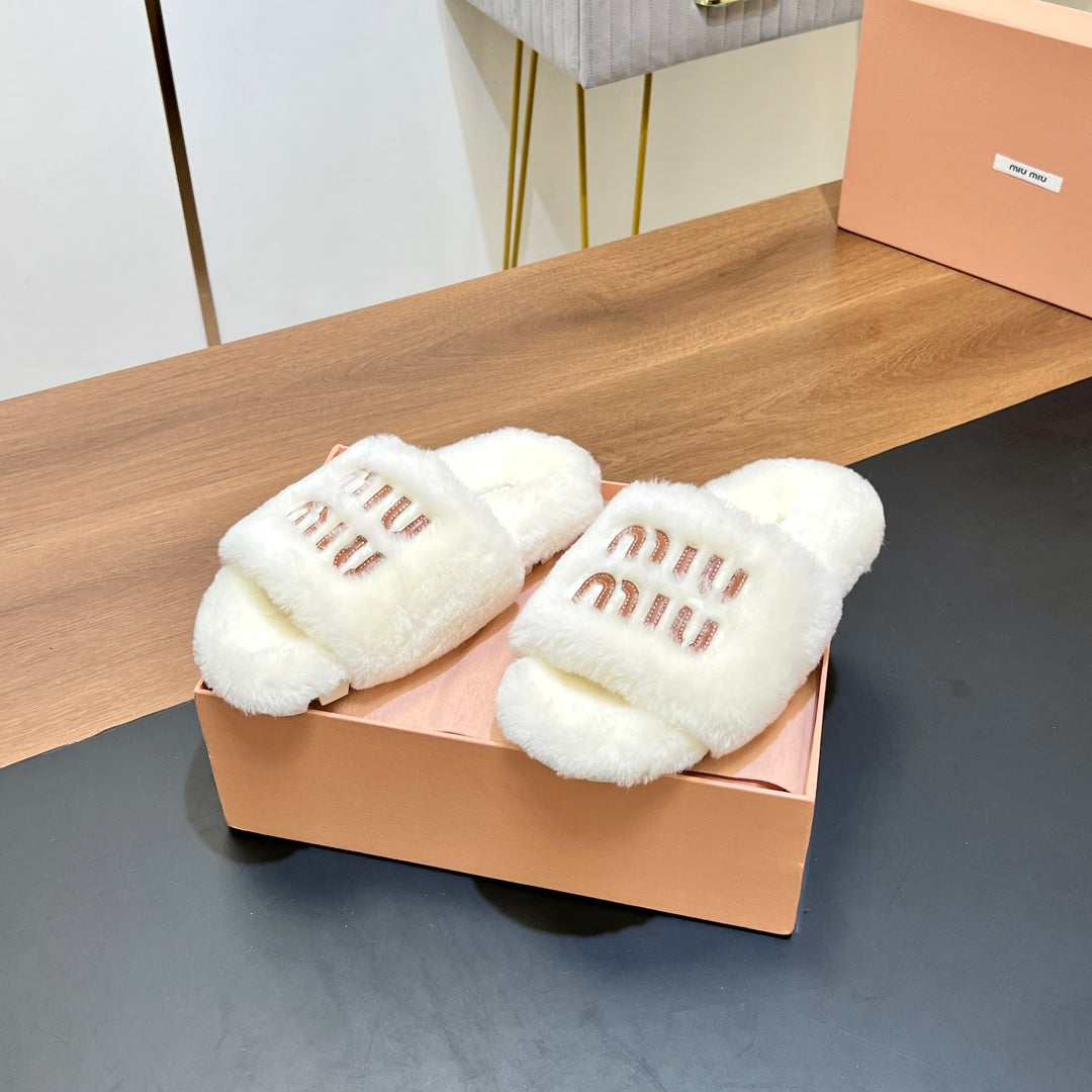 FUR SLIPPER WHITE