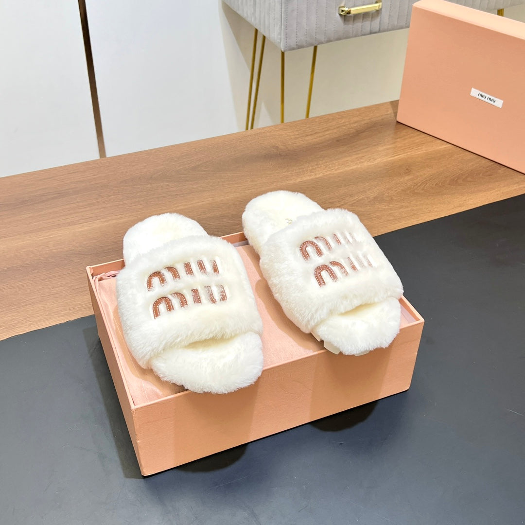 FUR SLIPPER WHITE