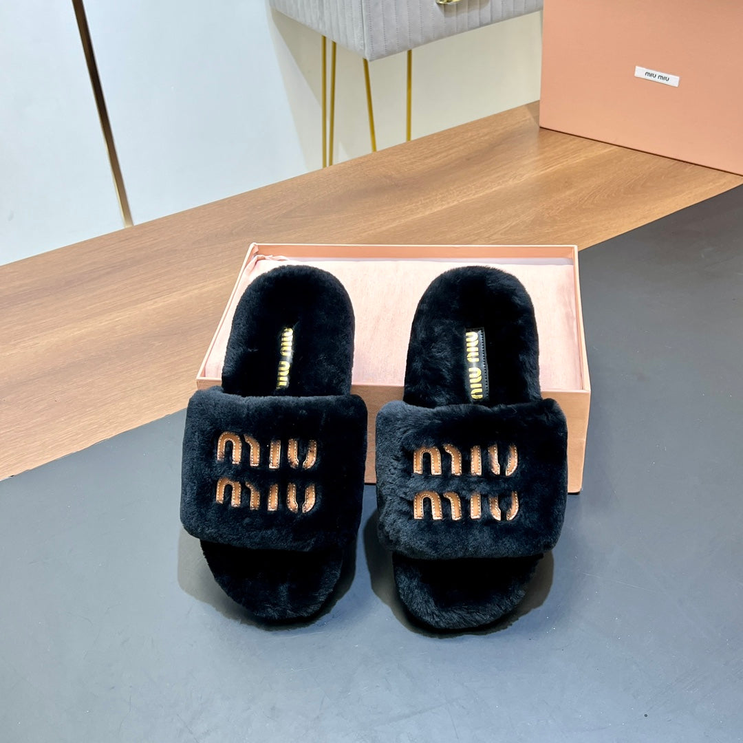 FUR SLIPPER BLACK